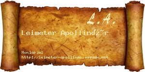 Leimeter Apollinár névjegykártya